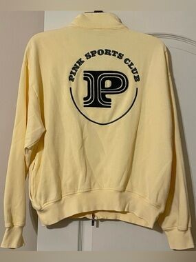 💛 Victoria's Secret Pink Yellow Zip Up Jacket Pink Sports Club XS 💛